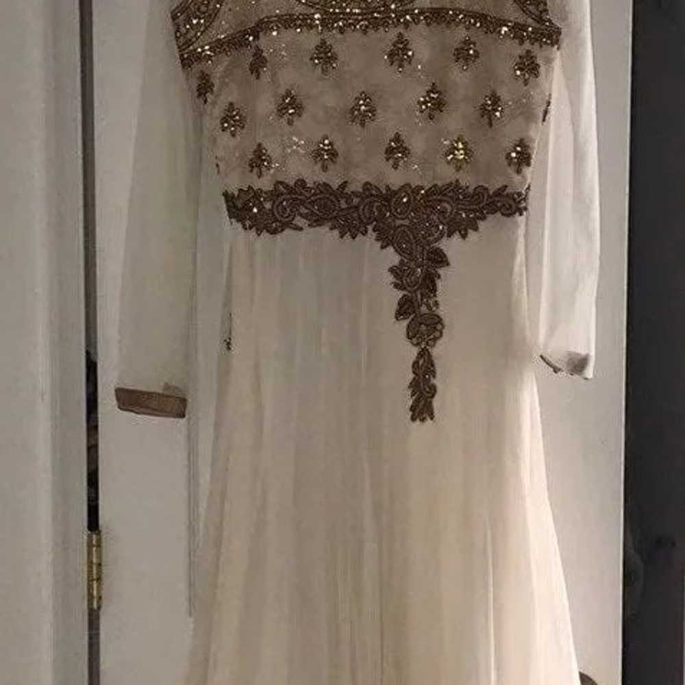 anarkali/Salwar kameez Gold&White) - image 3