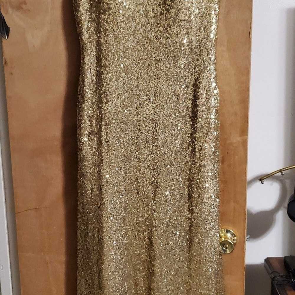 Gold sequin gown VINTAGE CHRISTINA WU 1995 DRESS … - image 4