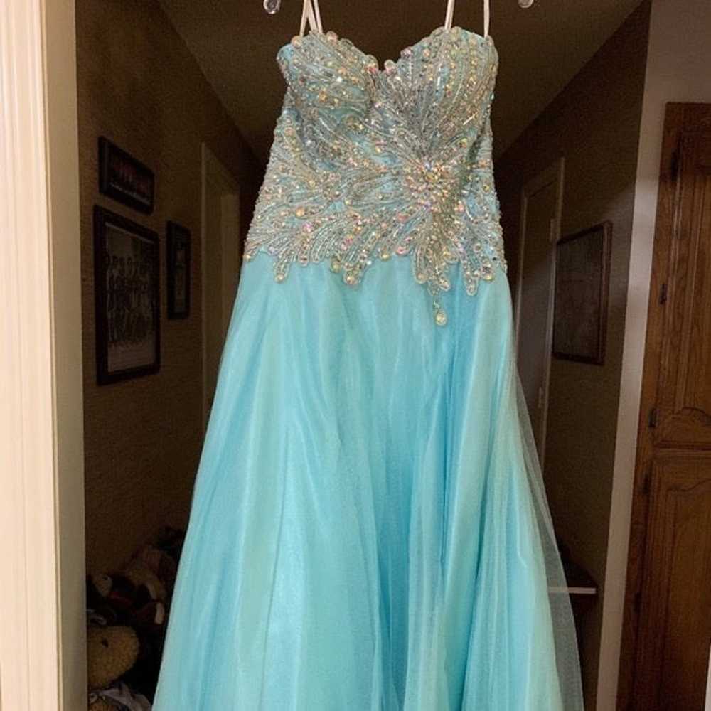 Tony Bowls Aqua Blue Ballgown Prom Dress - image 1