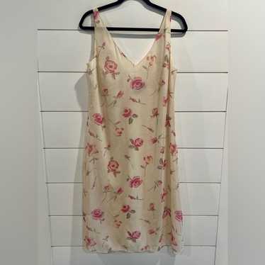 Vintage Valentino pale yellow pink rose floral sil