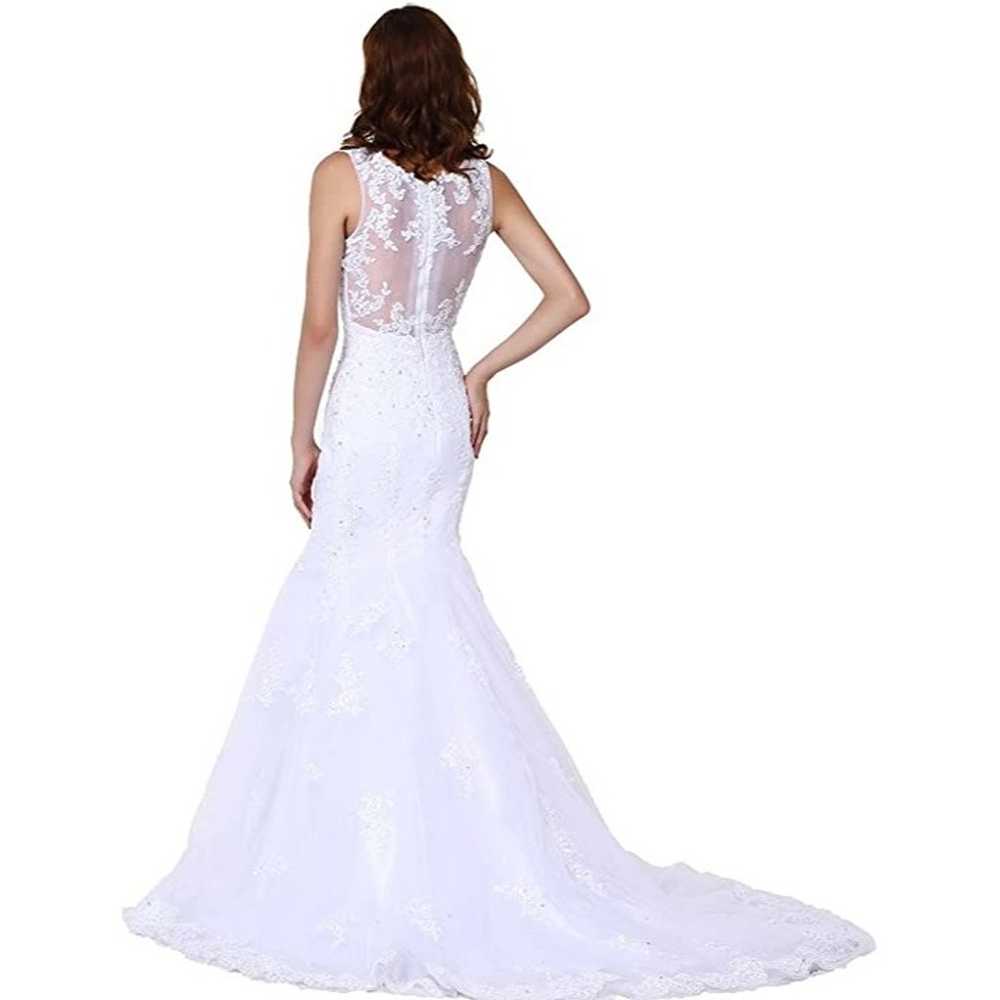 White Lace Wedding Dress Mermaid Bridal Dress Lar… - image 3