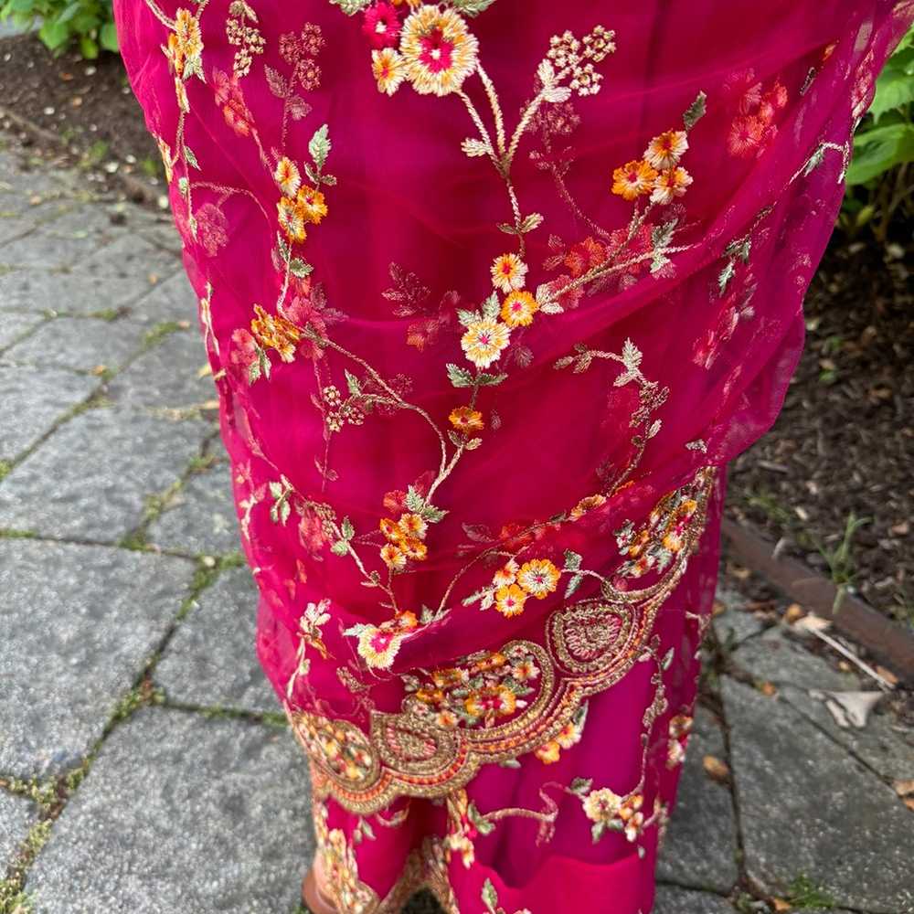 Magenta Saree Set with Matching Accessories - image 11