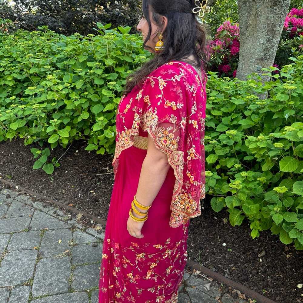 Magenta Saree Set with Matching Accessories - image 6