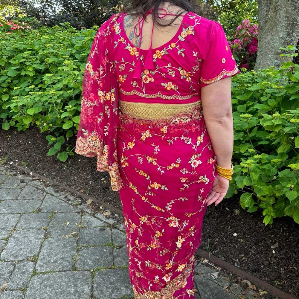 Magenta Saree Set with Matching Accessories - image 8