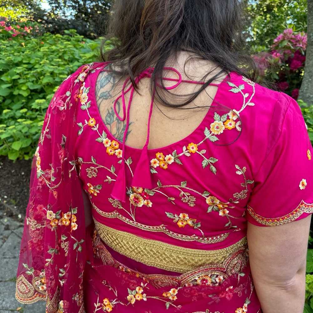 Magenta Saree Set with Matching Accessories - image 9