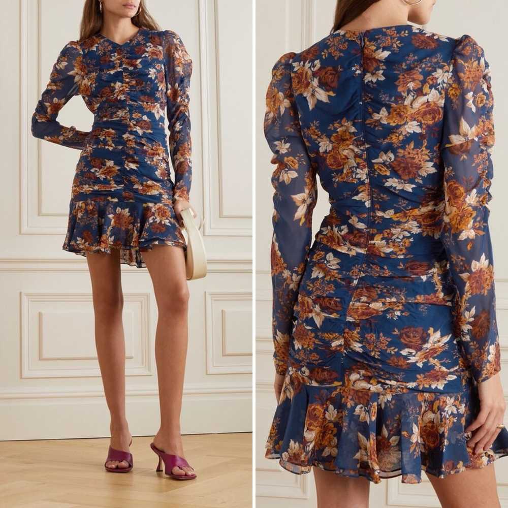 Veronica Beard Hedera Dress Floral Silk Ruched Bl… - image 3