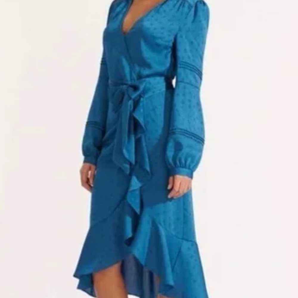 Veronica Beard Teal Miriam Ruffle Wrap dress size… - image 3