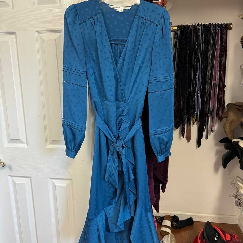 Veronica Beard Teal Miriam Ruffle Wrap dress size… - image 5