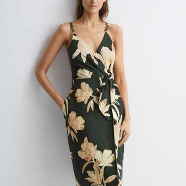 REISS ALICE FITTED FLORAL PRINT MIDI DRESS, SIZE … - image 1