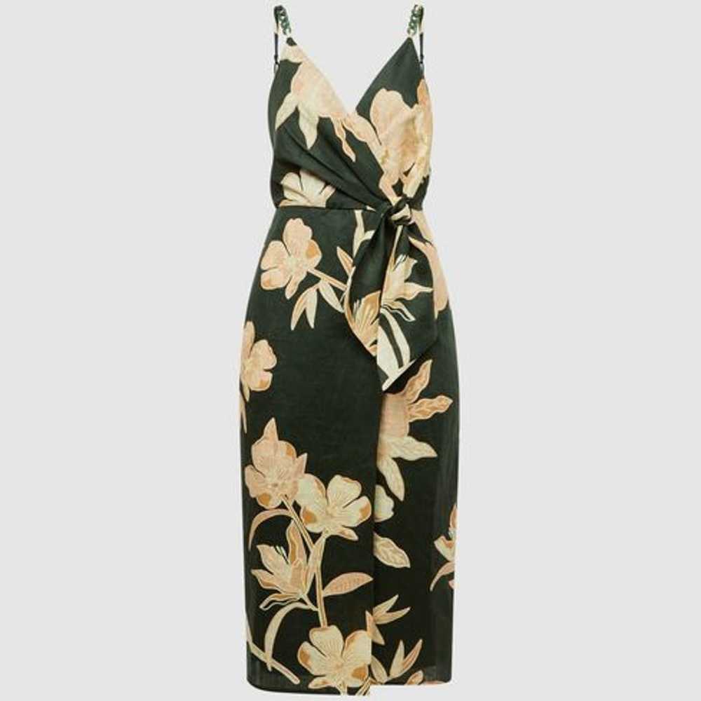 REISS ALICE FITTED FLORAL PRINT MIDI DRESS, SIZE … - image 2