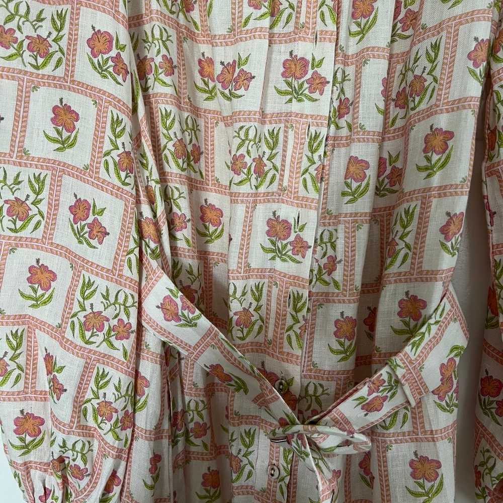 Palm Noosa Linen Hibiscus Print Dress - image 5