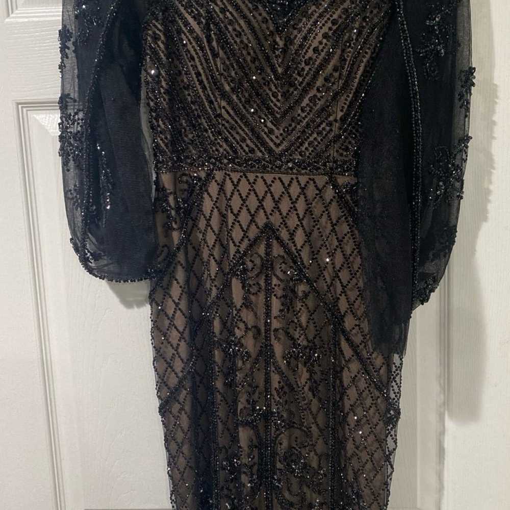 Black beaded evening gown Size 6 - image 2