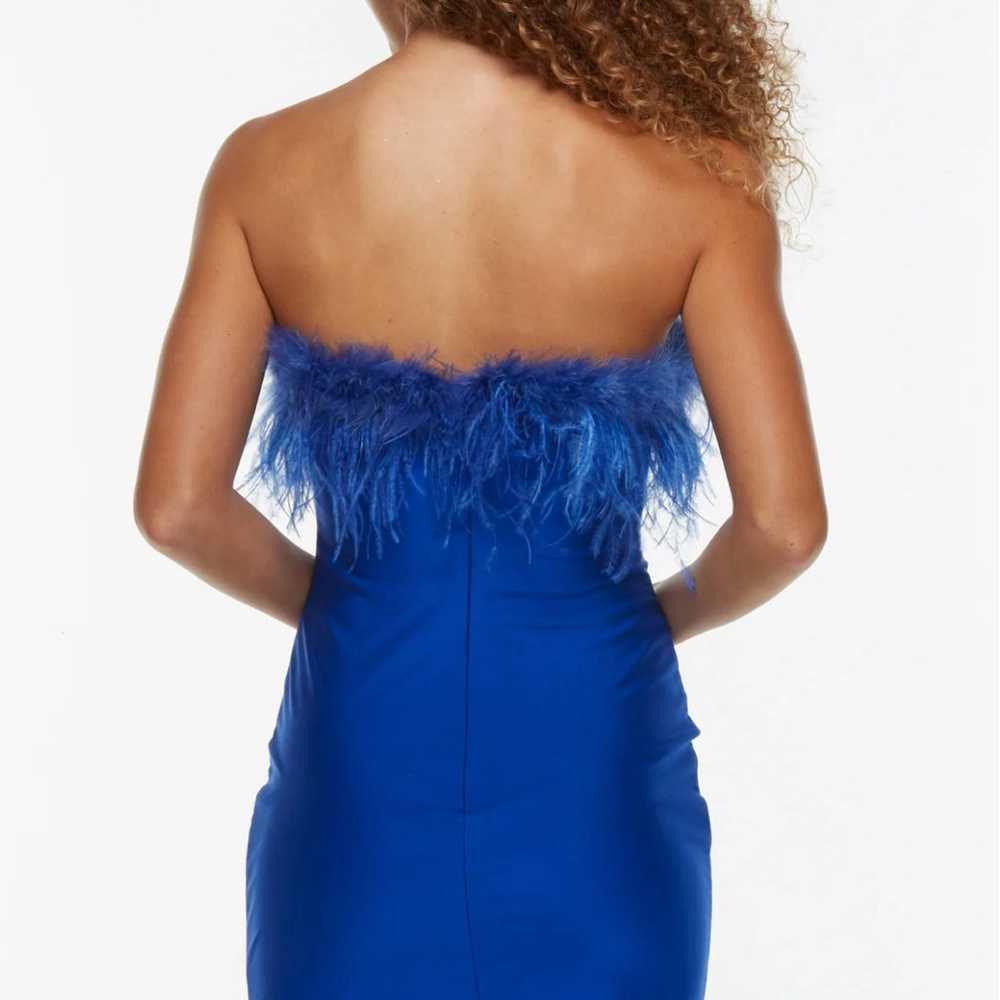 Alyce Paris strapless blue feather short formal d… - image 2