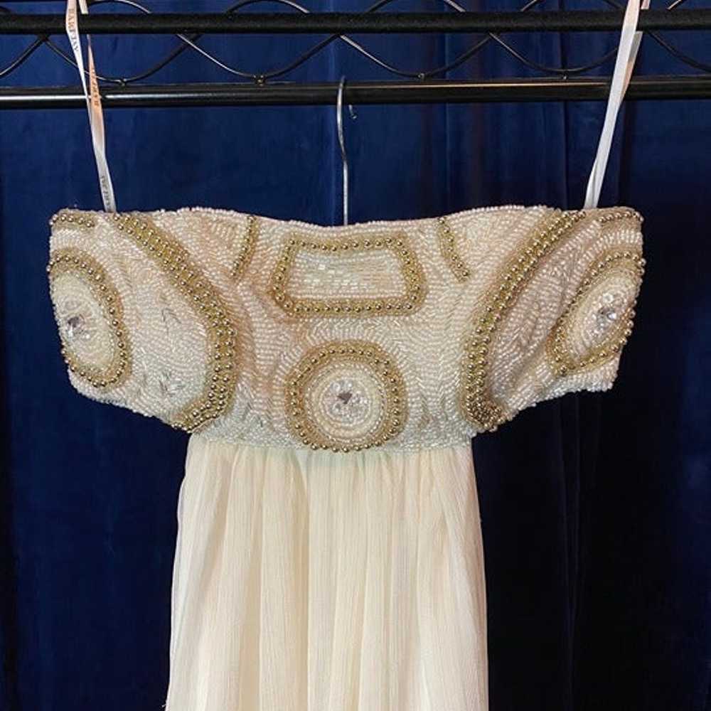 Shimmer by Bari Jay, white beaded dress, size 4 - image 2