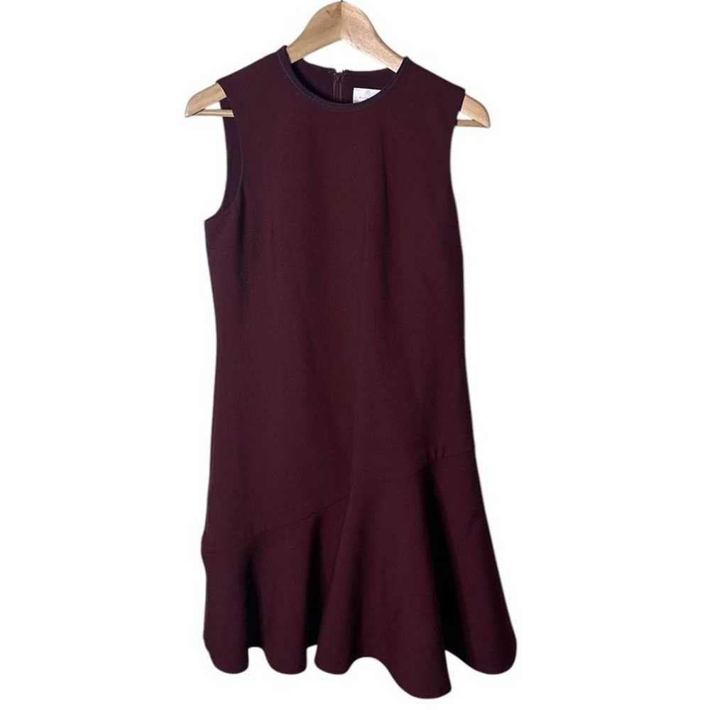 Victoria Beckham Burgundy Peplum Sleeveless Asymm… - image 1