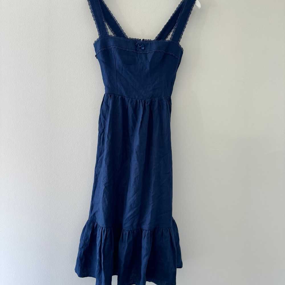 Reformation Rowen Navy Linen Dress 4 - image 2