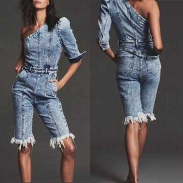 Retrofete Reyna Romper Denim Light Blue Shorts Ti… - image 1