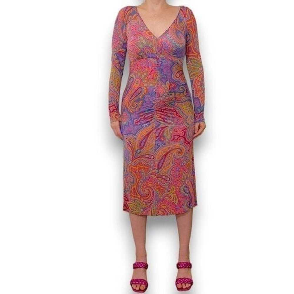 Vintage ETRO Mesh Paisley Midi Dress - image 1