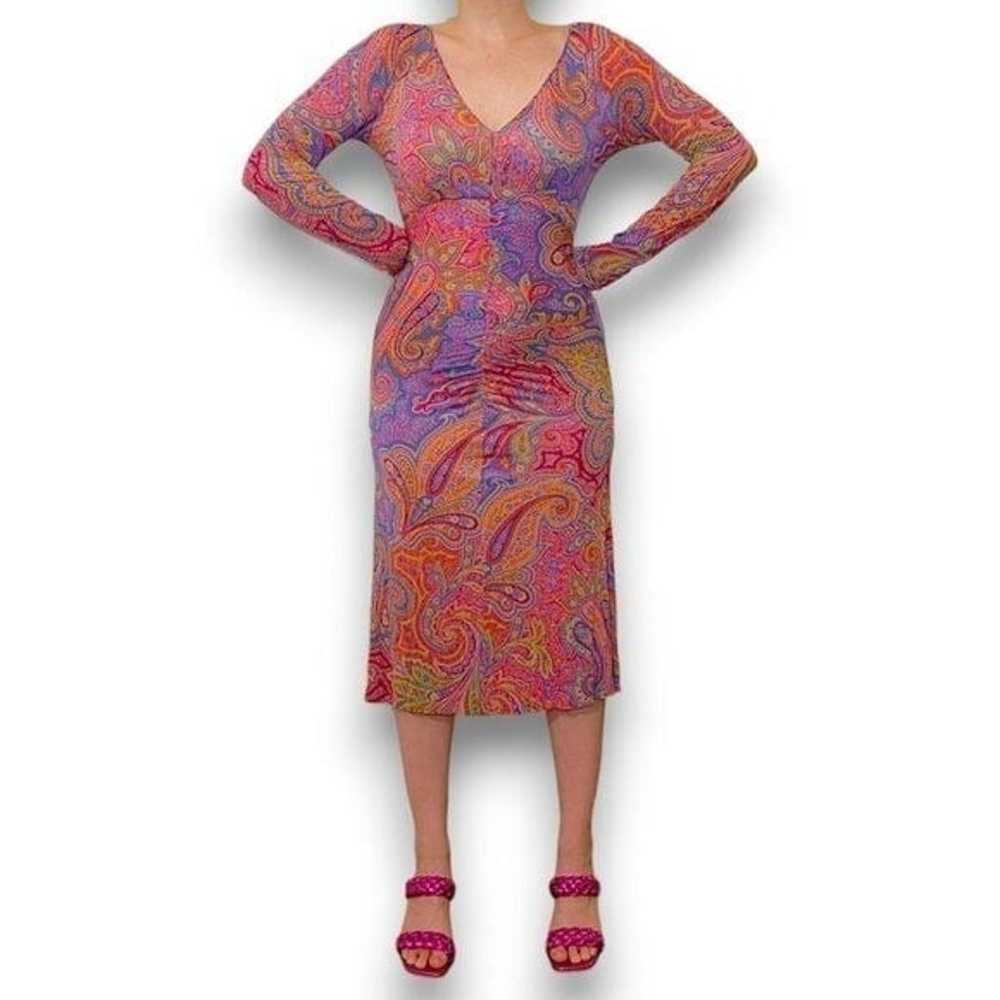 Vintage ETRO Mesh Paisley Midi Dress - image 2