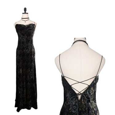 Monsoon Velvet Maxi Dress Gown Y2K Goth Grunge Bea