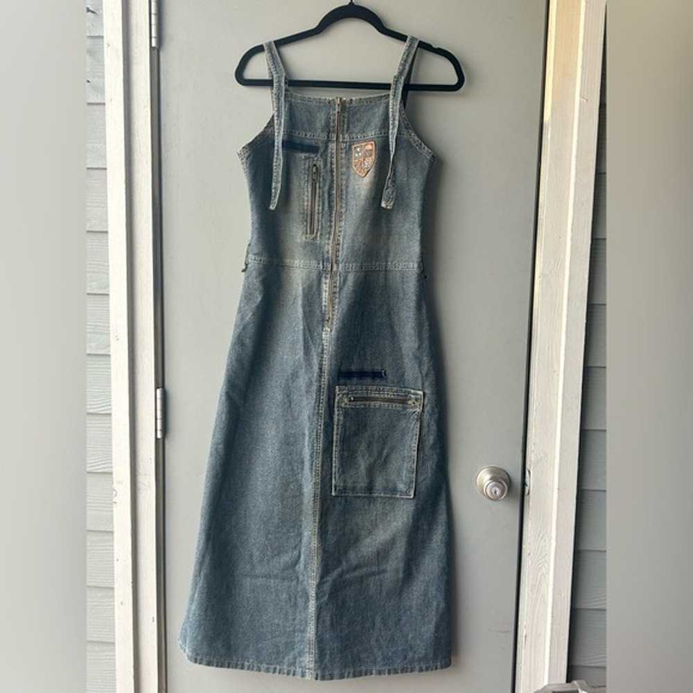 INSANE French Vintage Denim Cargo Maxi Dress - image 1