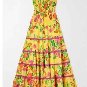 Farm Rio Yellow Delicate Fruit Garden Smocked Maxi