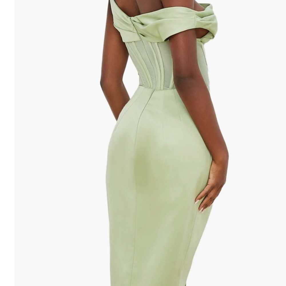 House of CB Lulu Corset One-Shoulder Satin Midi D… - image 2