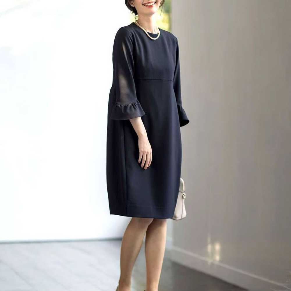 【KUMIKYOKU NAVY】Comfortable Drape Frill One-Piece - image 2