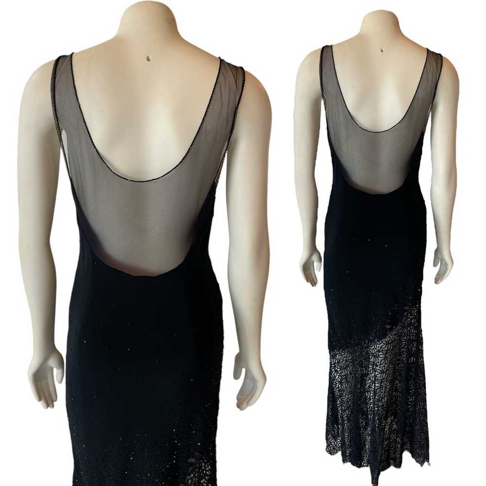 Cache Beaded Asymmetric Illusion Sheer Gown Long … - image 3