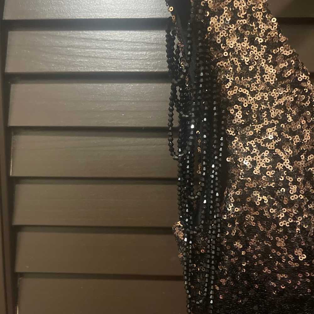 Black and Rosegold sequin mermaid dress with bead… - image 3