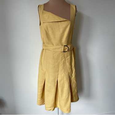 Akris Punto Yellow Textured Silk Belted Square Fl… - image 1