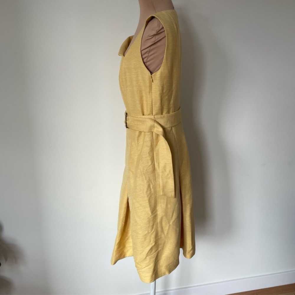 Akris Punto Yellow Textured Silk Belted Square Fl… - image 2