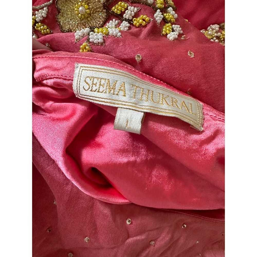 Seema Thukral salmon pink gold beaded sequin lehe… - image 9