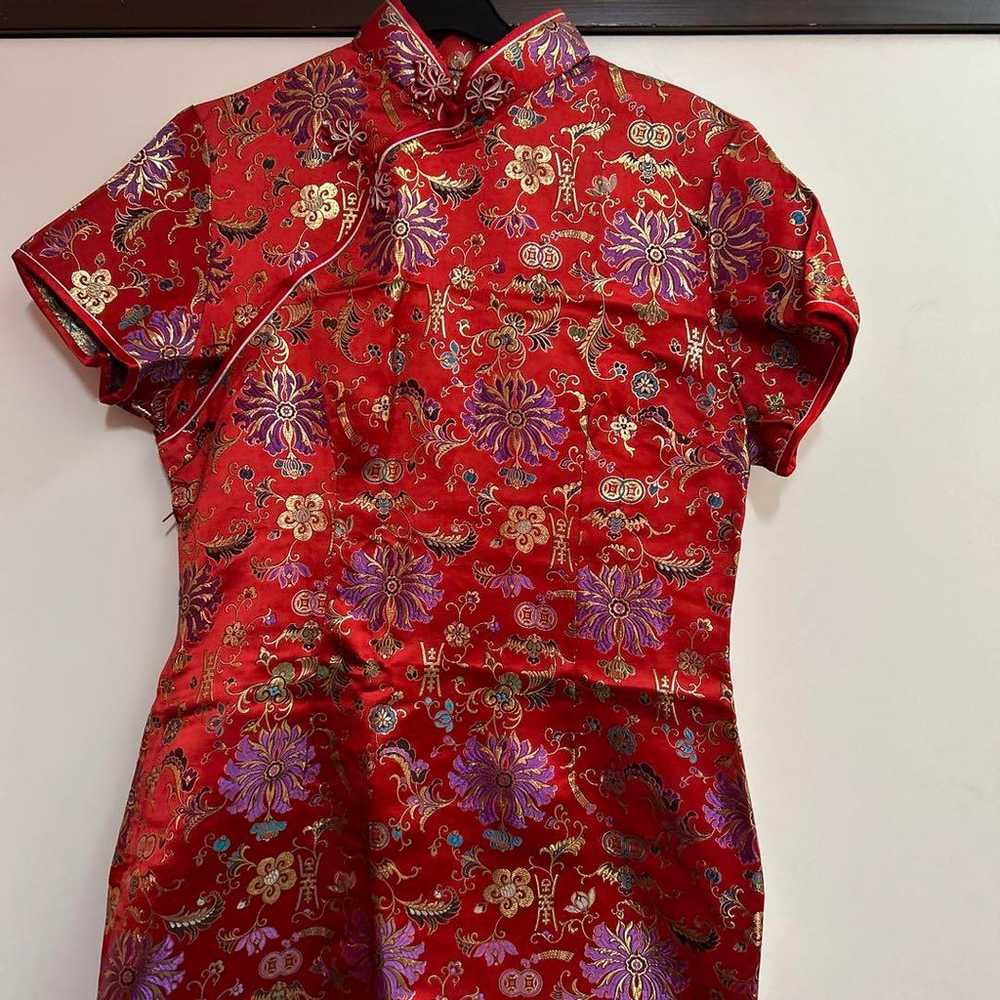 Red Chinese dress, short sleeves. - image 1