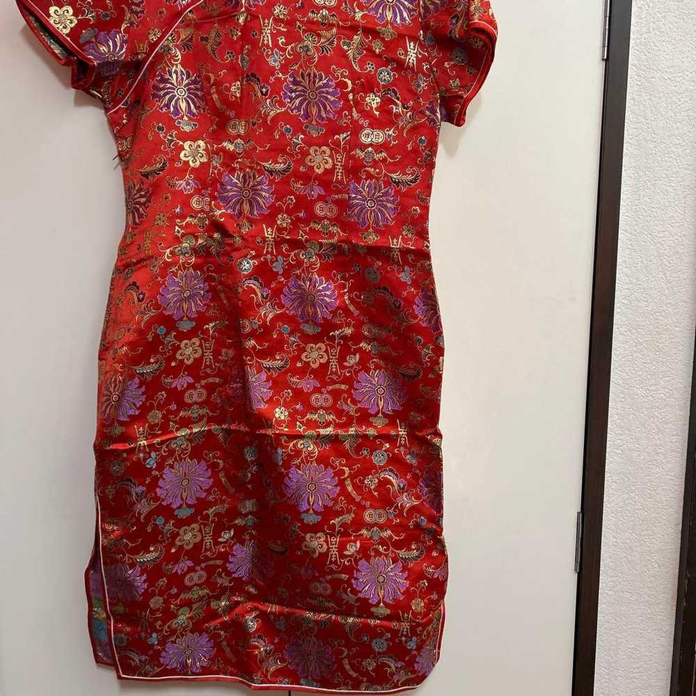 Red Chinese dress, short sleeves. - image 2