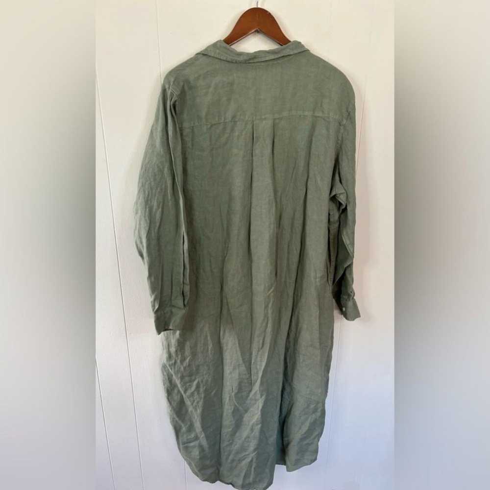 Frank & Eileen green 100% linen maxi rory shirt d… - image 6