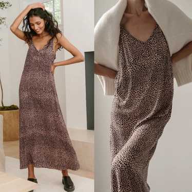 JENNI KAYNE Leopard Print Midi Slip Dress V Neck … - image 1