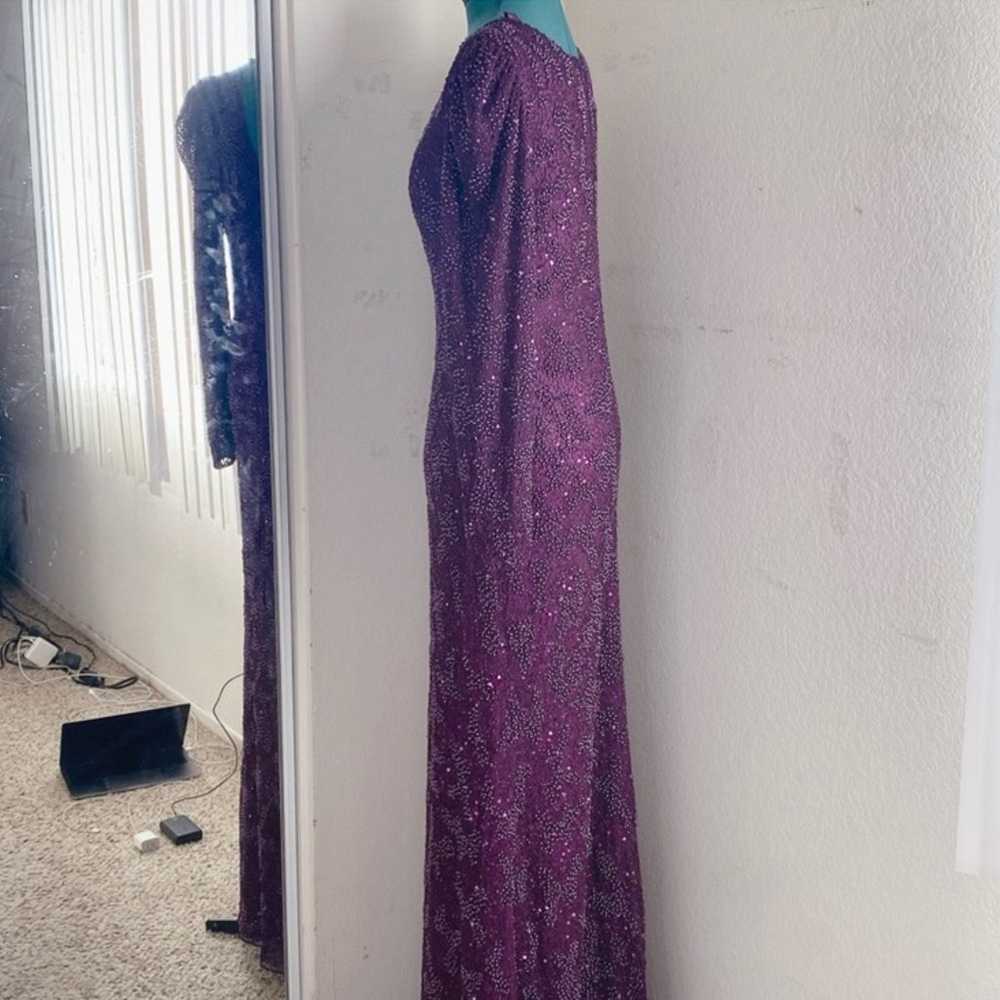 MAC DUGGAL PURPLE GRAPE PEARL MAXI LONG SLEEVE EV… - image 2