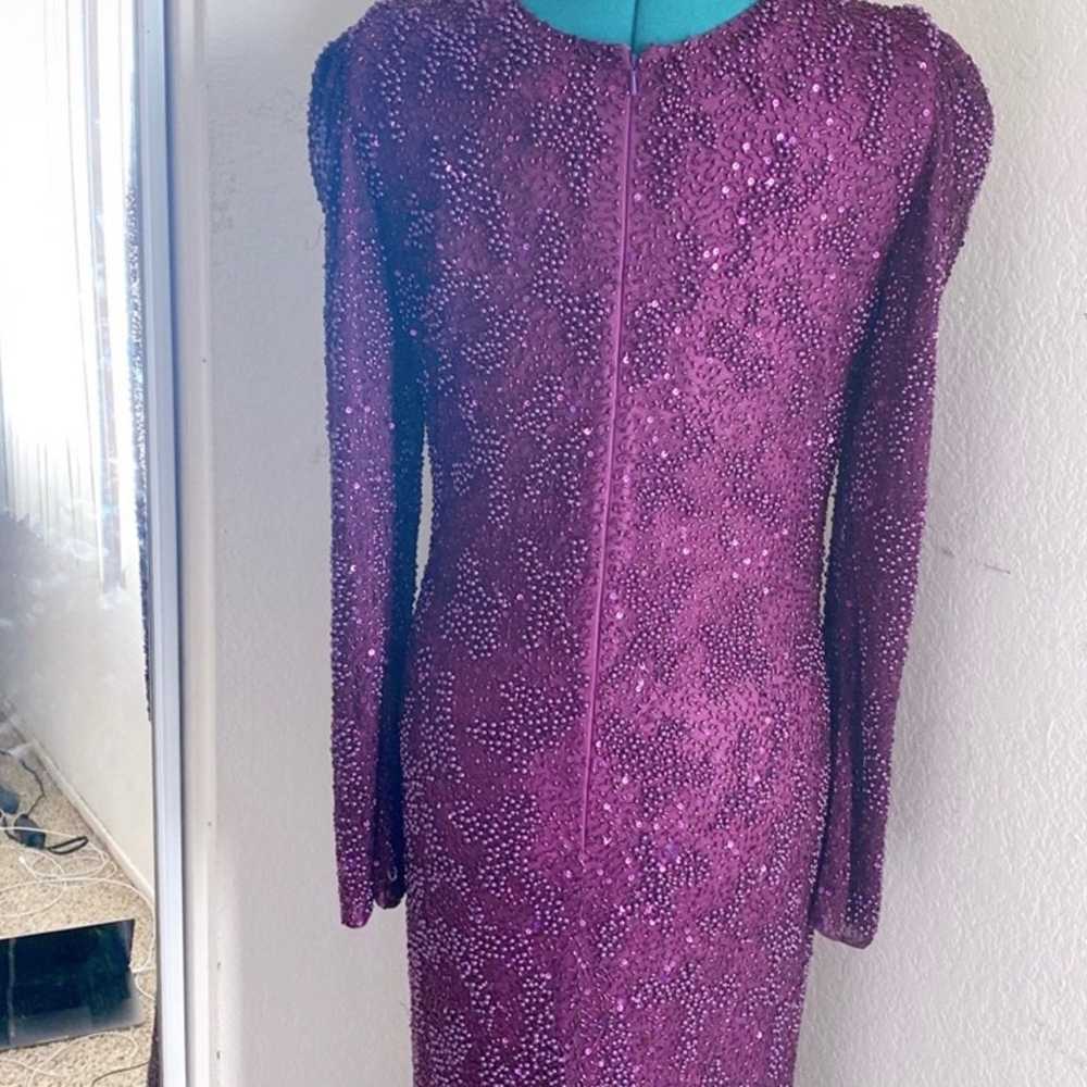 MAC DUGGAL PURPLE GRAPE PEARL MAXI LONG SLEEVE EV… - image 5