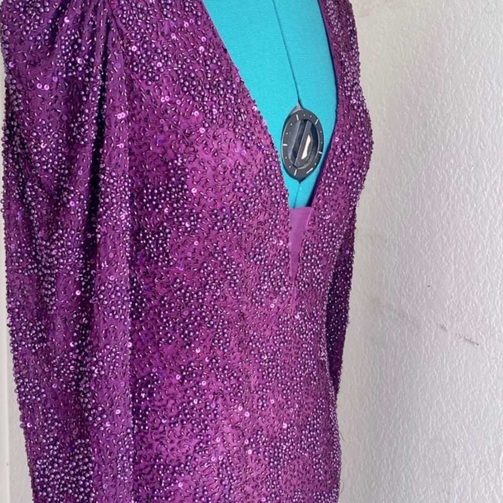 MAC DUGGAL PURPLE GRAPE PEARL MAXI LONG SLEEVE EV… - image 6