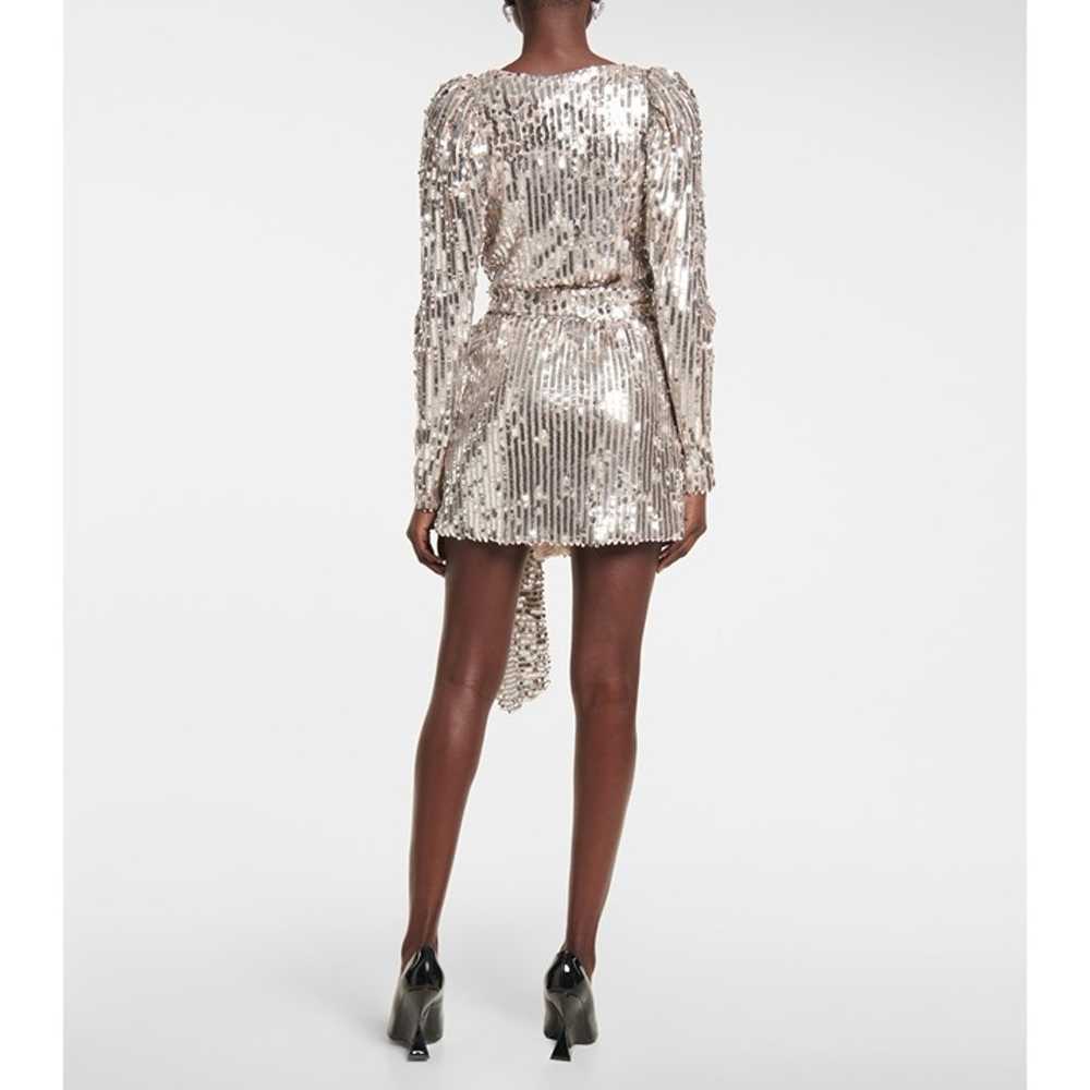 ROTATE Bridget silver sequined wrap minidress Siz… - image 2