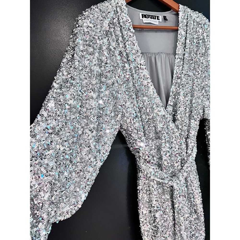 ROTATE Bridget silver sequined wrap minidress Siz… - image 6