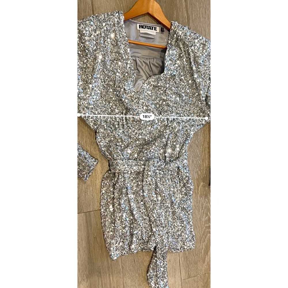 ROTATE Bridget silver sequined wrap minidress Siz… - image 9