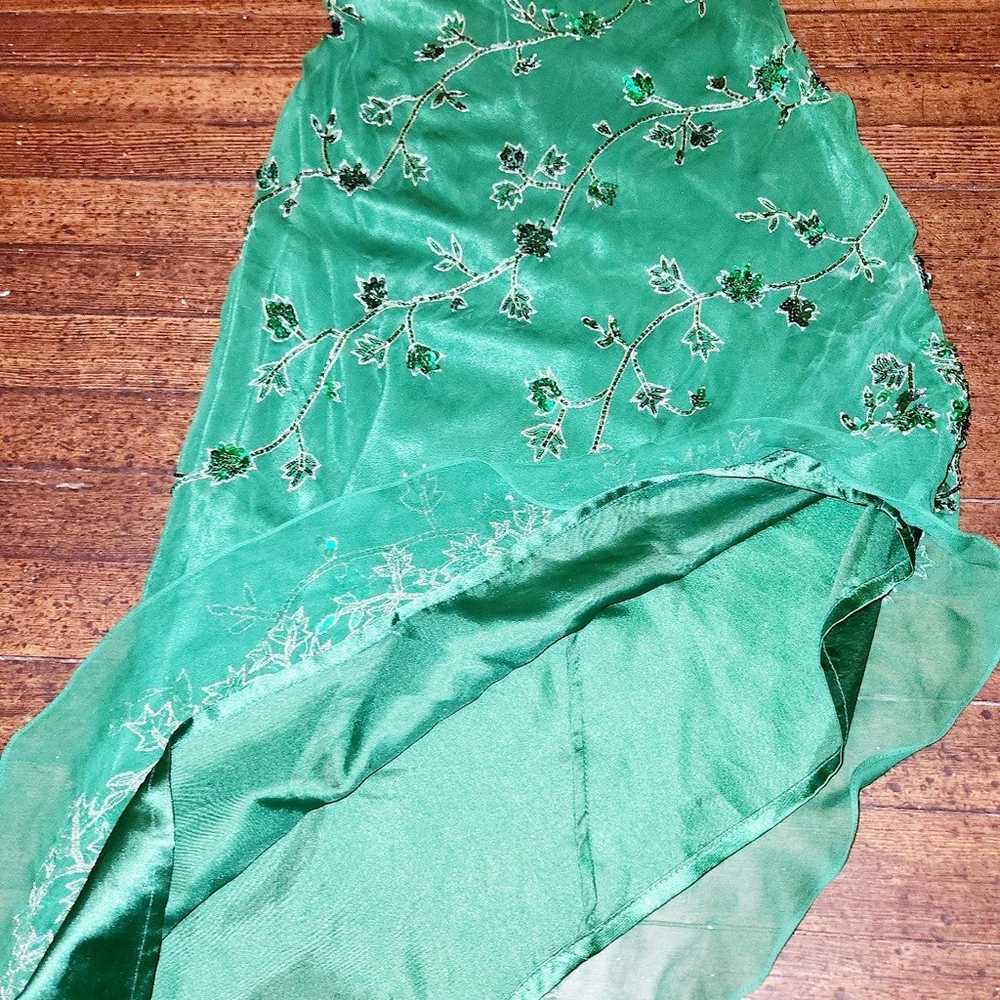 Vintage Scala Emerald Green Beaded Silk Gown - image 4