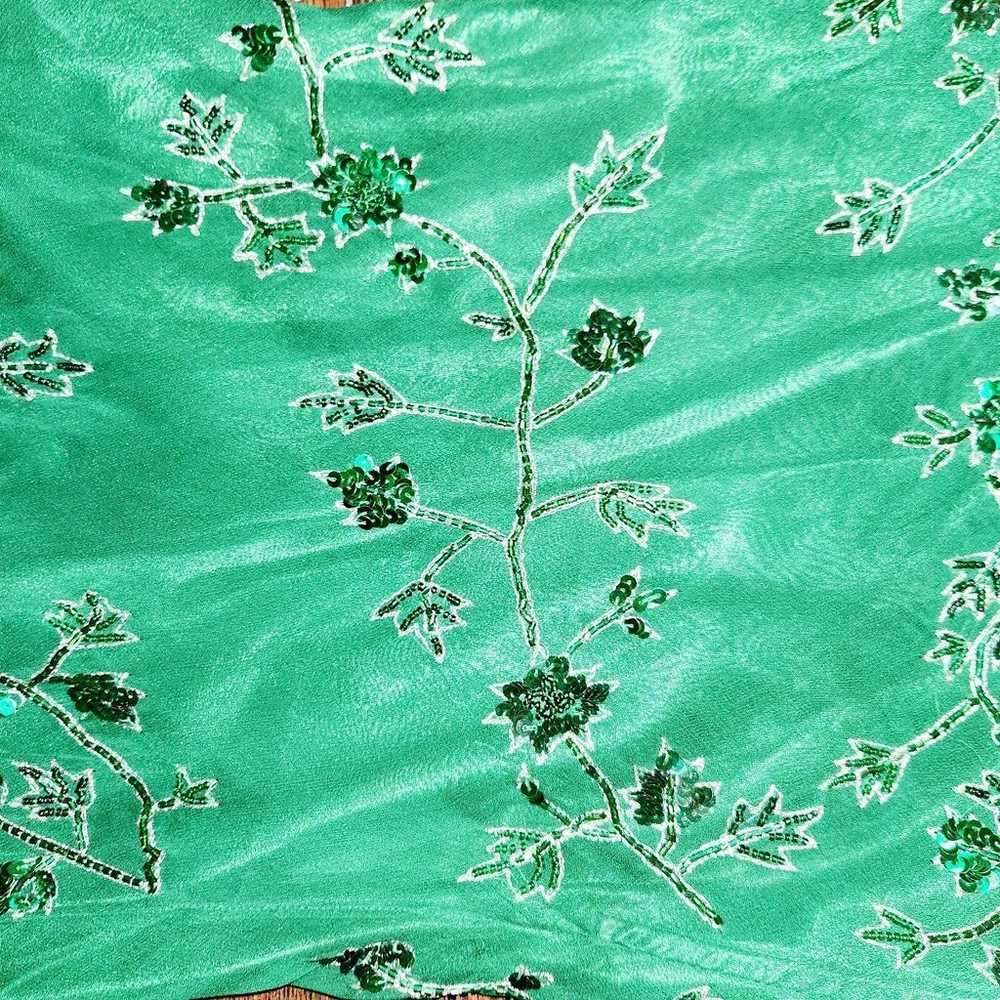 Vintage Scala Emerald Green Beaded Silk Gown - image 8