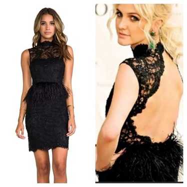 Alice + Olivia / Black Patricia lace beaded  Ostri