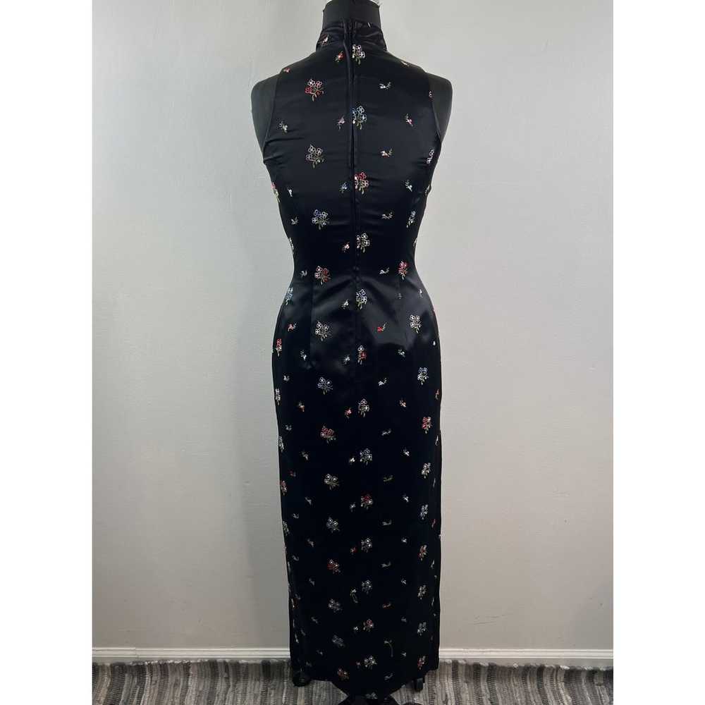 VINTAGE Jessica McClintock Black Dress Floral Asi… - image 5