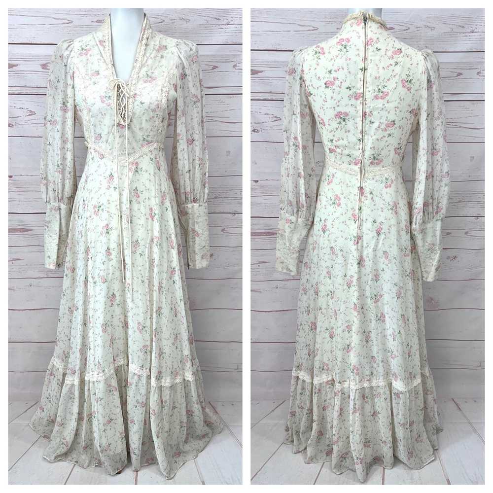 Vintage Gunne Sax Cottagecore Floral Lace Voile J… - image 12