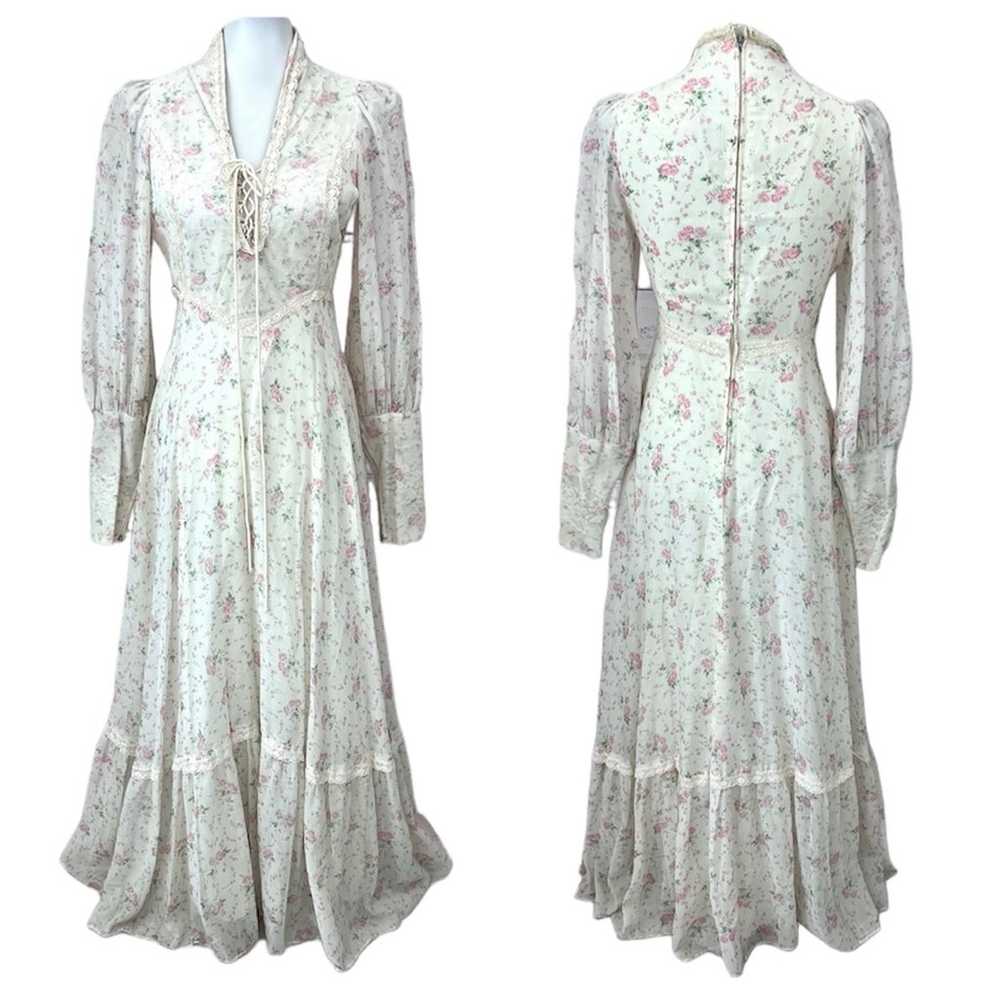 Vintage Gunne Sax Cottagecore Floral Lace Voile J… - image 1