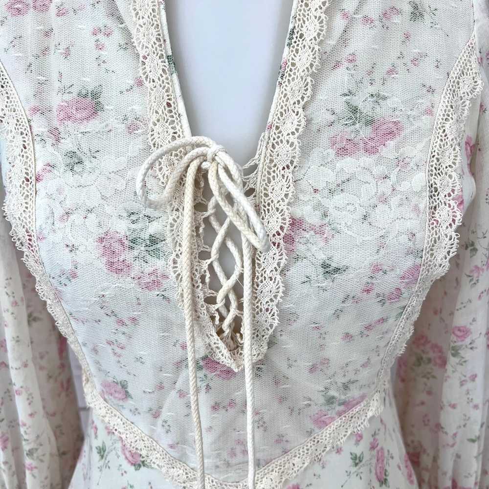 Vintage Gunne Sax Cottagecore Floral Lace Voile J… - image 4